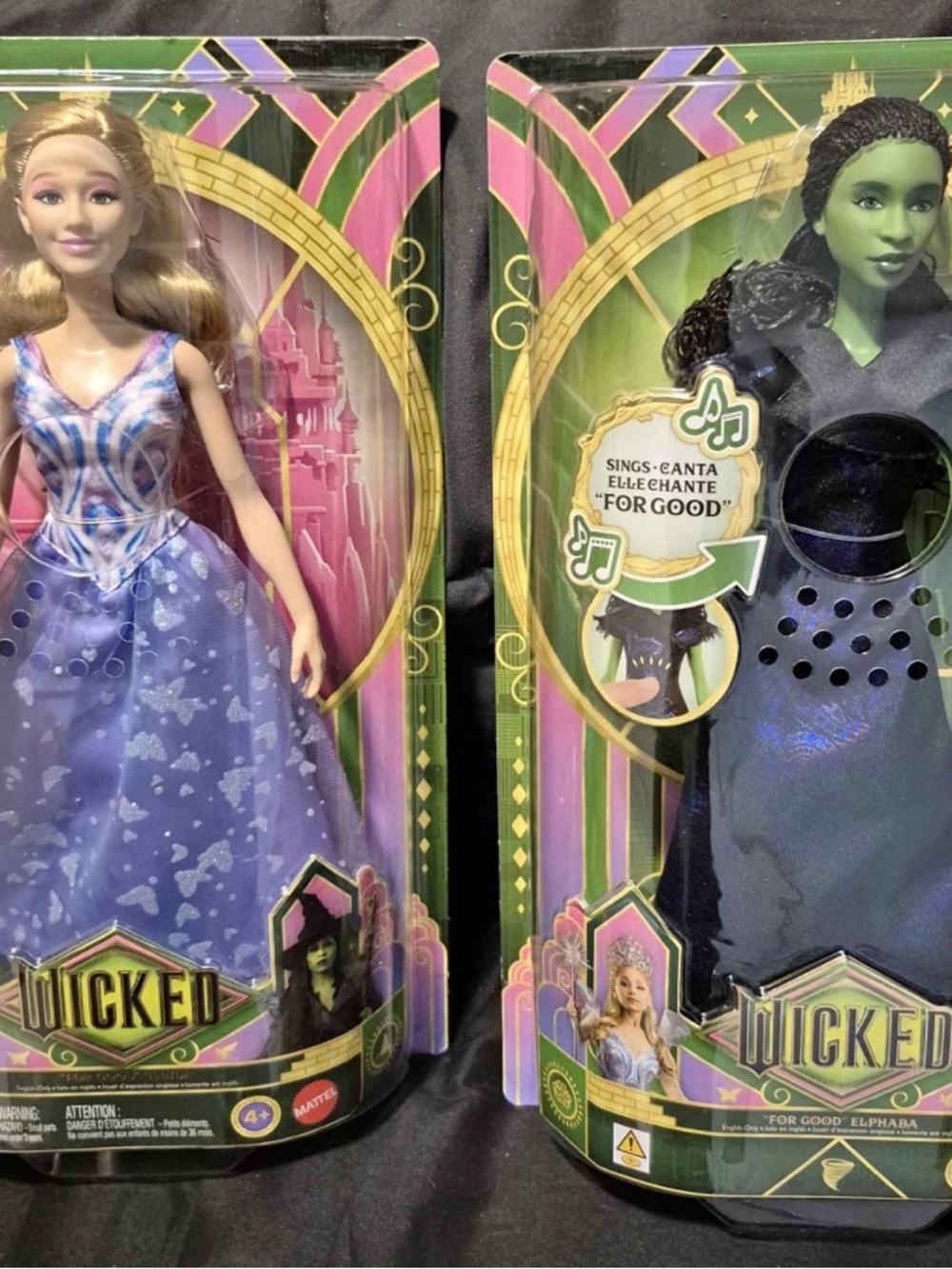 Mattel Wicked Elphaba and Glinda singing dolls - BNIB